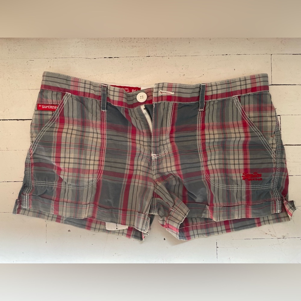 Y2K low rise SuperDry Super Dry plaid shorts